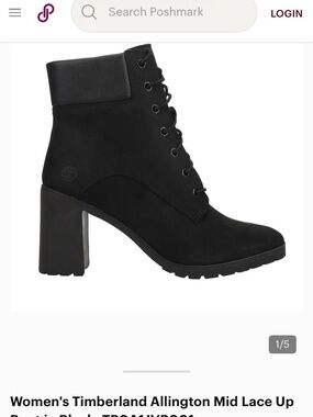 Timberland Women's Black Lace-Up Block Heel Ankle Boots